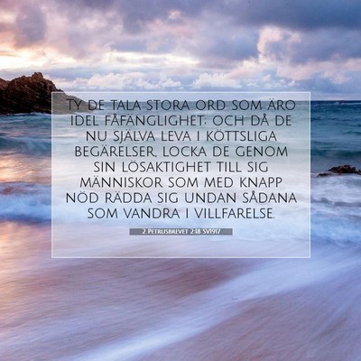 Picture 07 - 2 Petrusbrevet 2:18 SV1917 - Ty de tala stora ord som äro idel - Bible Verse Picture