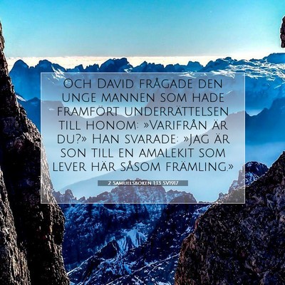 Picture 07 - 2 Samuelsboken 1:13 SV1917 - Och David frågade den unge mannen som hade - Bible Verse Picture
