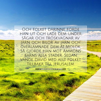 Picture 07 - 2 Samuelsboken 12:31 SV1917 - Och folket därinne förde han ut och lade dem - Bible Verse Picture