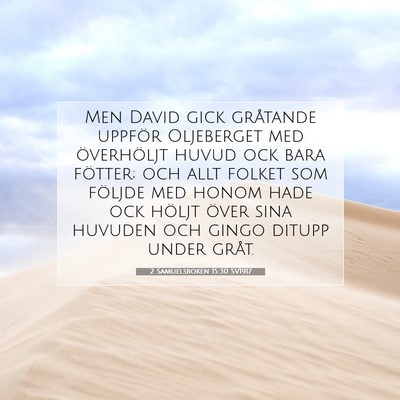 Picture 07 - 2 Samuelsboken 15:30 SV1917 - Men David gick gråtande uppför Oljeberget med - Bible Verse Picture