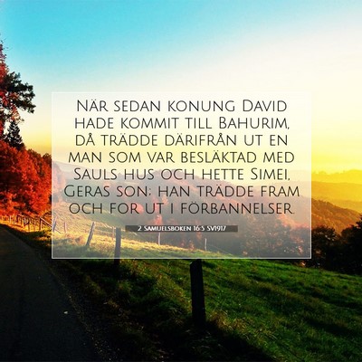 Picture 07 - 2 Samuelsboken 16:5 SV1917 - När sedan konung David hade kommit till Bahurim, - Bible Verse Picture