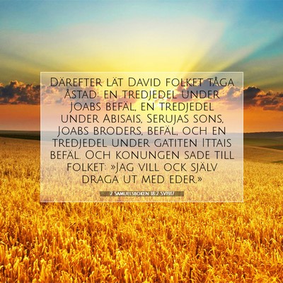 Picture 07 - 2 Samuelsboken 18:2 SV1917 - Därefter lät David folket tåga åstad: en - Bible Verse Picture