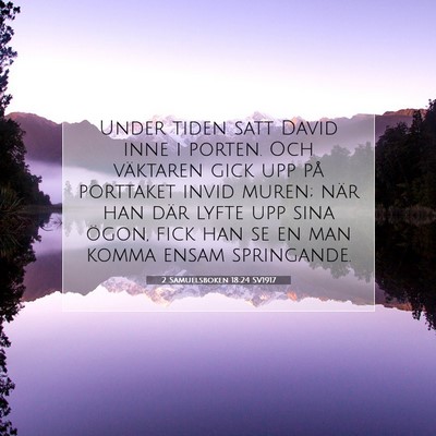 Picture 07 - 2 Samuelsboken 18:24 SV1917 - Under tiden satt David inne i porten. Och - Bible Verse Picture