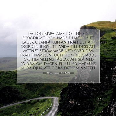 Picture 07 - 2 Samuelsboken 21:10 SV1917 - Då tog Rispa, Ajas dotter, sin sorgdräkt och - Bible Verse Picture