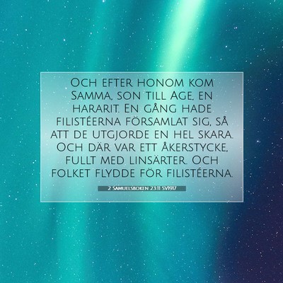 Picture 07 - 2 Samuelsboken 23:11 SV1917 - Och efter honom kom Samma, son till Age, en - Bible Verse Picture
