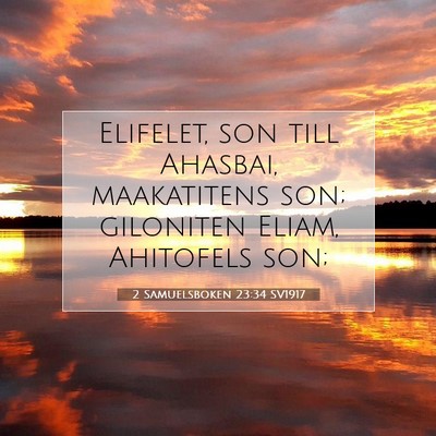 Picture 07 - 2 Samuelsboken 23:34 SV1917 - Elifelet, son till Ahasbai, maakatitens son; - Bible Verse Picture