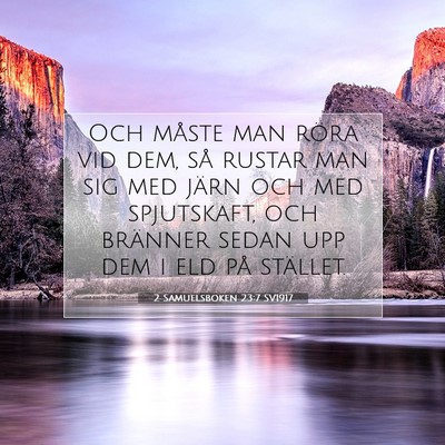 Picture 07 - 2 Samuelsboken 23:7 SV1917 - Och måste man röra vid dem, så rustar man sig - Bible Verse Picture