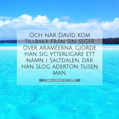 Picture 07 - 2 Samuelsboken 8:13 SV1917 - Och när David kom tillbaka från sin seger över - Bible Verse Picture