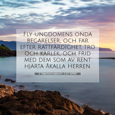 Picture 07 - 2 Timotheosbrevet 2:22 SV1917 - Fly ungdomens onda begärelser, och far efter - Bible Verse Picture