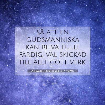 Picture 07 - 2 Timotheosbrevet 3:17 SV1917 - så att en gudsmänniska kan bliva fullt färdig, - Bible Verse Picture