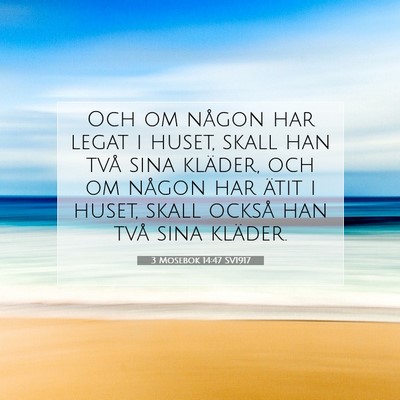 Picture 07 - 3 Mosebok 14:47 SV1917 - Och om någon har legat i huset, skall han två - Bible Verse Picture