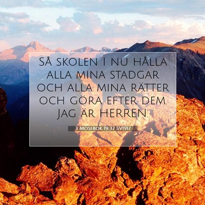 Picture 07 - 3 Mosebok 19:37 SV1917 - Så skolen I nu hålla alla mina stadgar och alla - Bible Verse Picture