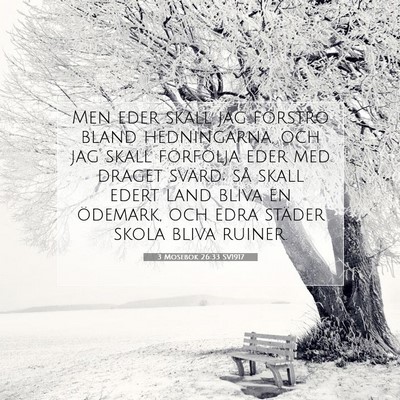 Picture 07 - 3 Mosebok 26:33 SV1917 - Men eder skall jag förströ bland hedningarna, - Bible Verse Picture