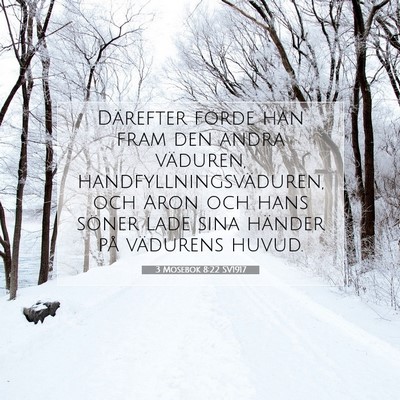 Picture 07 - 3 Mosebok 8:22 SV1917 - Därefter förde han fram den andra väduren, - Bible Verse Picture