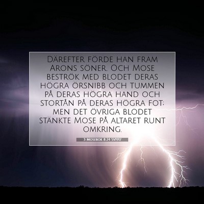 Picture 07 - 3 Mosebok 8:24 SV1917 - Därefter förde han fram Arons söner. Och Mose - Bible Verse Picture