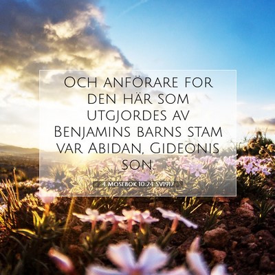 Picture 07 - 4 Mosebok 10:24 SV1917 - Och anförare for den här som utgjordes av - Bible Verse Picture