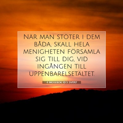 Picture 07 - 4 Mosebok 10:3 SV1917 - När man stöter i dem båda, skall hela - Bible Verse Picture