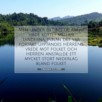 Picture 07 - 4 Mosebok 11:33 SV1917 - Men under det att de ännu hade köttet mellan - Bible Verse Picture