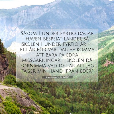 Picture 07 - 4 Mosebok 14:34 SV1917 - Såsom I under fyrtio dagar haven bespejat - Bible Verse Picture