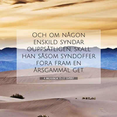 Picture 07 - 4 Mosebok 15:27 SV1917 - Och om någon enskild syndar ouppsåtligen, skall - Bible Verse Picture