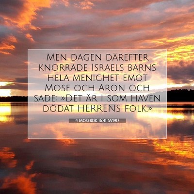 Picture 07 - 4 Mosebok 16:41 SV1917 - Men dagen därefter knorrade Israels barns hela - Bible Verse Picture
