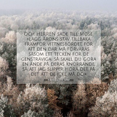 Picture 07 - 4 Mosebok 17:10 SV1917 - Och HERREN sade till Mose: »Lägg Arons stav - Bible Verse Picture