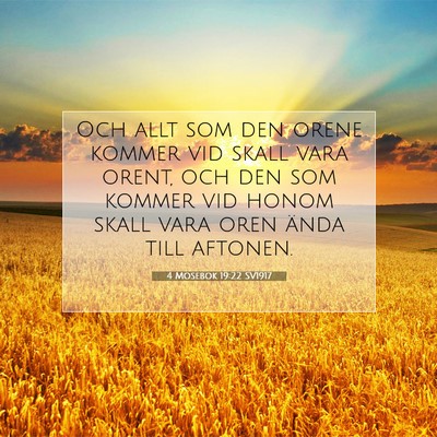 Picture 07 - 4 Mosebok 19:22 SV1917 - Och allt som den orene kommer vid skall vara - Bible Verse Picture