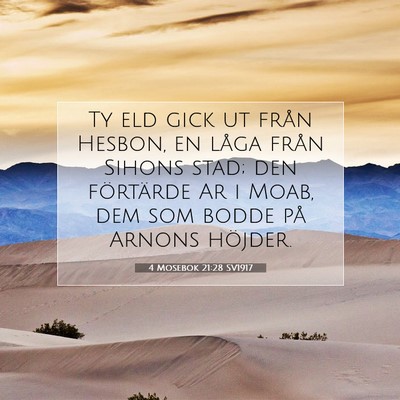 Picture 07 - 4 Mosebok 21:28 SV1917 - Ty eld gick ut från Hesbon, en låga från - Bible Verse Picture