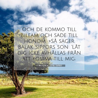 Picture 07 - 4 Mosebok 22:16 SV1917 - Och de kommo till Bileam och sade till honom: - Bible Verse Picture