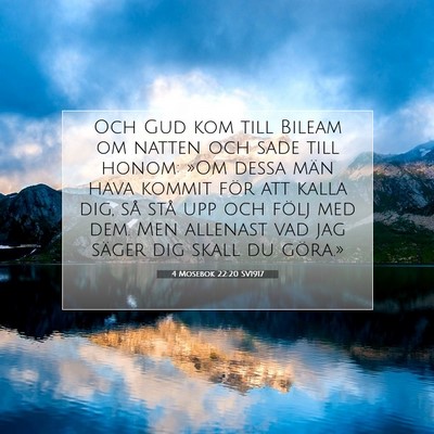 Picture 07 - 4 Mosebok 22:20 SV1917 - Och Gud kom till Bileam om natten och sade till - Bible Verse Picture