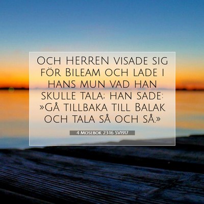 Picture 07 - 4 Mosebok 23:16 SV1917 - Och HERREN visade sig för Bileam och lade i hans - Bible Verse Picture