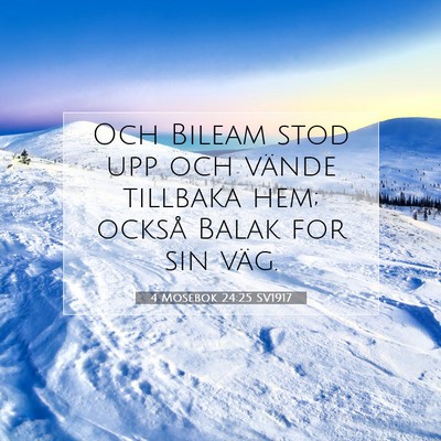 Picture 07 - 4 Mosebok 24:25 SV1917 - Och Bileam stod upp och vände tillbaka hem; - Bible Verse Picture