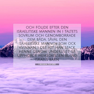 Picture 07 - 4 Mosebok 25:8 SV1917 - och följde efter den israelitiske mannen in i - Bible Verse Picture