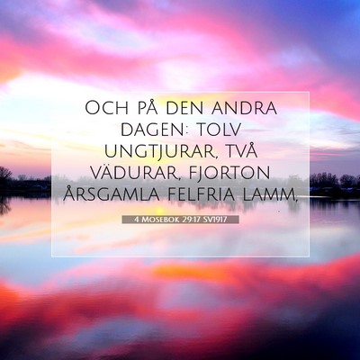 Picture 07 - 4 Mosebok 29:17 SV1917 - Och på den andra dagen: tolv ungtjurar, två - Bible Verse Picture