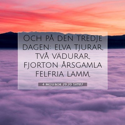 Picture 07 - 4 Mosebok 29:20 SV1917 - Och på den tredje dagen: elva tjurar, två - Bible Verse Picture