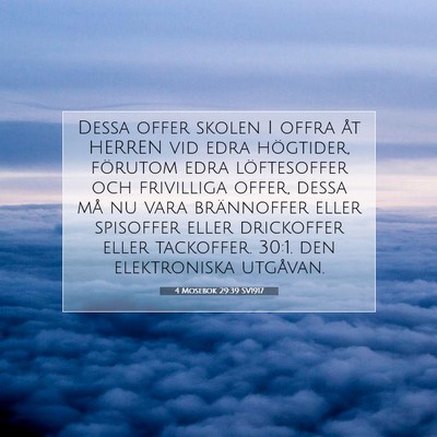 Picture 07 - 4 Mosebok 29:39 SV1917 - Dessa offer skolen I offra åt HERREN vid edra - Bible Verse Picture