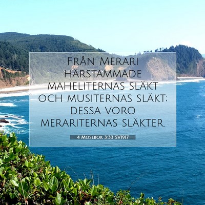 Picture 07 - 4 Mosebok 3:33 SV1917 - Från Merari härstammade maheliternas släkt och - Bible Verse Picture