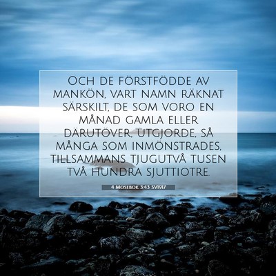 Picture 07 - 4 Mosebok 3:43 SV1917 - Och de förstfödde av mankön, vart namn räknat - Bible Verse Picture