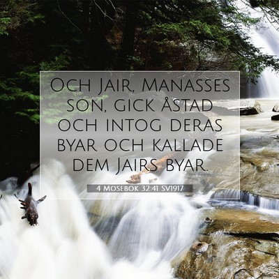 Picture 07 - 4 Mosebok 32:41 SV1917 - Och Jair, Manasses son, gick åstad och intog - Bible Verse Picture
