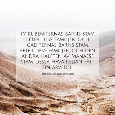 Picture 07 - 4 Mosebok 34:14 SV1917 - Ty rubeniternas barns stam, efter dess familjer, - Bible Verse Picture