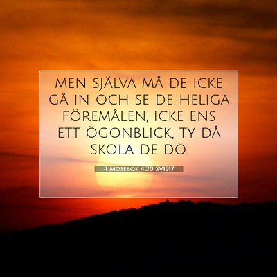 Picture 07 - 4 Mosebok 4:20 SV1917 - men själva må de icke gå in och se de heliga - Bible Verse Picture