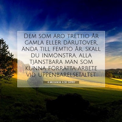 Picture 07 - 4 Mosebok 4:30 SV1917 - Dem som äro trettio år gamla eller därutöver, - Bible Verse Picture