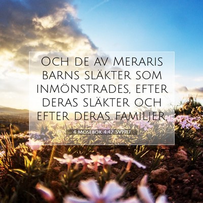 Picture 07 - 4 Mosebok 4:42 SV1917 - Och de av Meraris barns släkter som - Bible Verse Picture