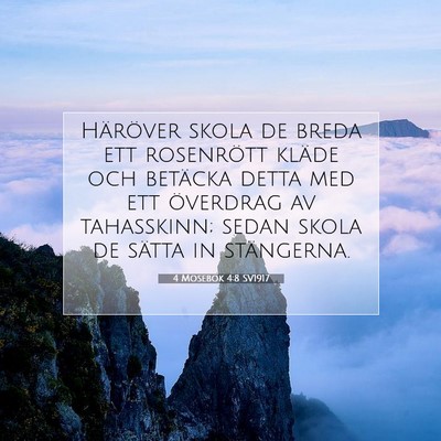 Picture 07 - 4 Mosebok 4:8 SV1917 - Häröver skola de breda ett rosenrött kläde - Bible Verse Picture