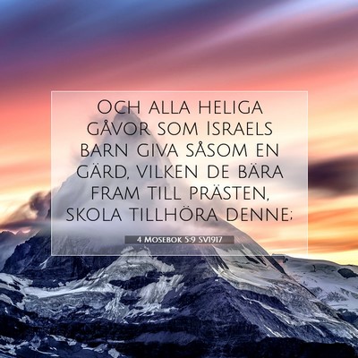 Picture 07 - 4 Mosebok 5:9 SV1917 - Och alla heliga gåvor som Israels barn giva - Bible Verse Picture