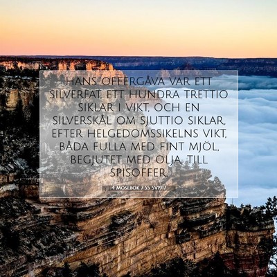 Picture 07 - 4 Mosebok 7:55 SV1917 - hans offergåva var ett silverfat, ett hundra - Bible Verse Picture