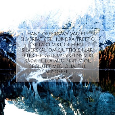 Picture 07 - 4 Mosebok 7:61 SV1917 - hans offergåva var ett silverfat, ett hundra - Bible Verse Picture