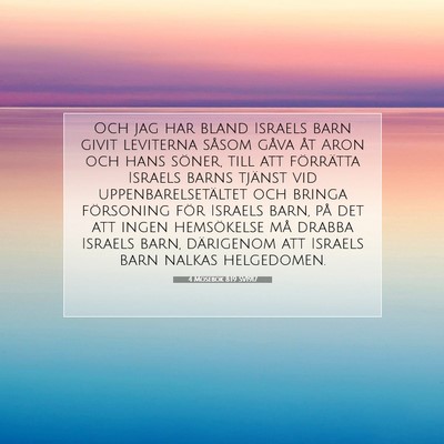 Picture 07 - 4 Mosebok 8:19 SV1917 - Och jag har bland Israels barn givit leviterna - Bible Verse Picture