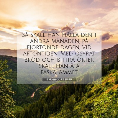 Picture 07 - 4 Mosebok 9:11 SV1917 - så skall han hålla den i andra månaden, på - Bible Verse Picture