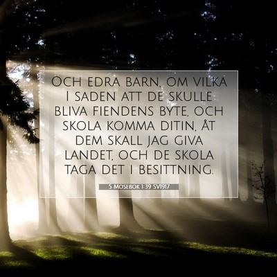 Picture 07 - 5 Mosebok 1:39 SV1917 - Och edra barn, om vilka I saden att de skulle - Bible Verse Picture